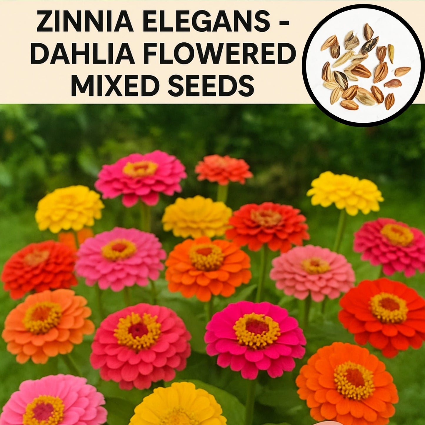 ZINNIA Premium Flower Seeds Packs 🌼 + FREE Plant Growth Booster Supplement