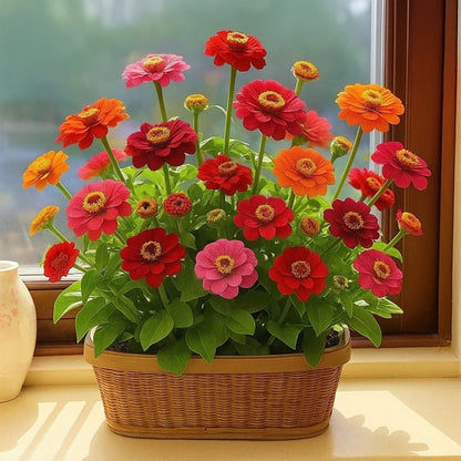 ZINNIA Premium Flower Seeds Packs 🌼  + FREE Plant Growth Booster Supplement